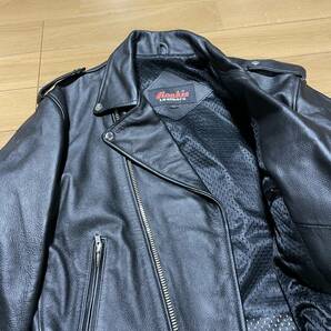 Y-19 ▲Rookie Leathers サイズL・黒！ 牛革・リアルレザー Wライダース 美品▲  の画像3