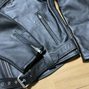 Y-19 ▲Rookie Leathers サイズL・黒！ 牛革・リアルレザー Wライダース 美品▲  の画像7