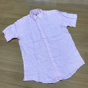 L-9 THOMAS PINK サイズ M（実寸 XL～）・うすピンク！ リネン100% 半袖シャツの画像1