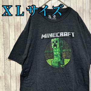 古着　Minecraft マイクラ　Creeper クリーパー Tシャツ　半袖　センターロゴ　ゲーム switch 人気 パソコン　夏服　春服　海外古着