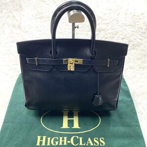 【美品】HIGHCLASS ヘンリー ハイクラス ハンドバッグ 35 ブラック 黒 ミラノ 鍵・保管袋付き オールレザー 牛革 本革 