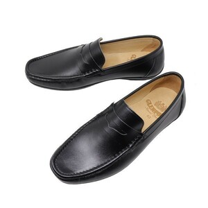  hand made original leather men's 25cm slip-on shoes Loafer driving shoes cow leather ma Kei made law leather shoes black 836
