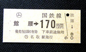 館腰駅（東北本線）の簡易委託乗車券