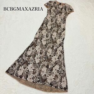 美品　BCBGMAXAZRIA ロングドレス ワンピース 総レース バイカラー ロングワンピース 花柄　パーティ