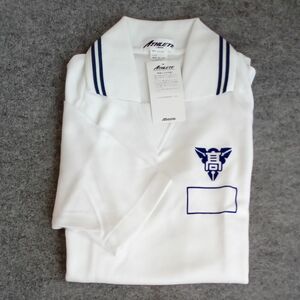 難有り　レア品！ミズノMIZUNO1990年代 体操服 半袖シャツLL寸 襟付き　やわらか素材　レトロ　紺　