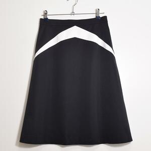 新品同様 ラピーヌ ピエールカルダン pierre cardin 1970s ビンテージスタイル Aライン フレアスカート 38 M ブラック×ホワイト