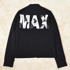 ポルトガル製 マックスマーラ MAX&Co ロゴ装飾 ジップブルゾン トラックジャケット ジャージ ストレッチ素材 黒 XS ブラック