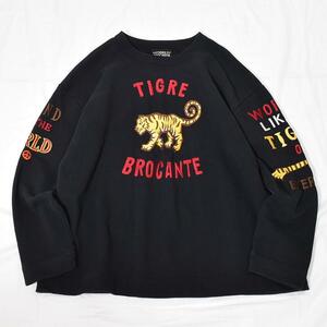 ティグルブロカンテ TIGRE BROCANTE / WORK TIGRE 刺繍 スウェット オーバーサイズ 黒 スーベニア 2/M