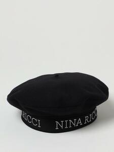 【未使用】 新作 23AW フランス製 ニナリッチ NINA RICCI ストーンロゴ ベレー帽 ウール カシミヤ 黒 ブラック