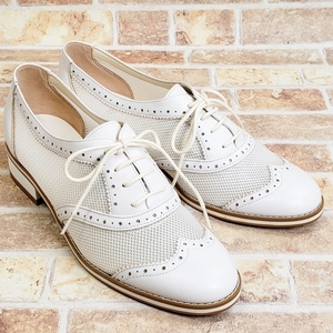  beautiful goods Diana leather mesh combination dress shoes 23.5 made in Japan white white D.IANA