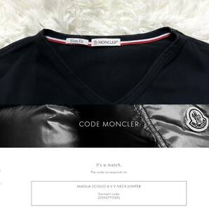 極美品XL.LL!MONCLER半袖Tシャツ認証済み確実正規品ポイント袖ロゴワッペン黒ブラックトリコロールカラーハーフスリーブ大きいモンクレールの画像2