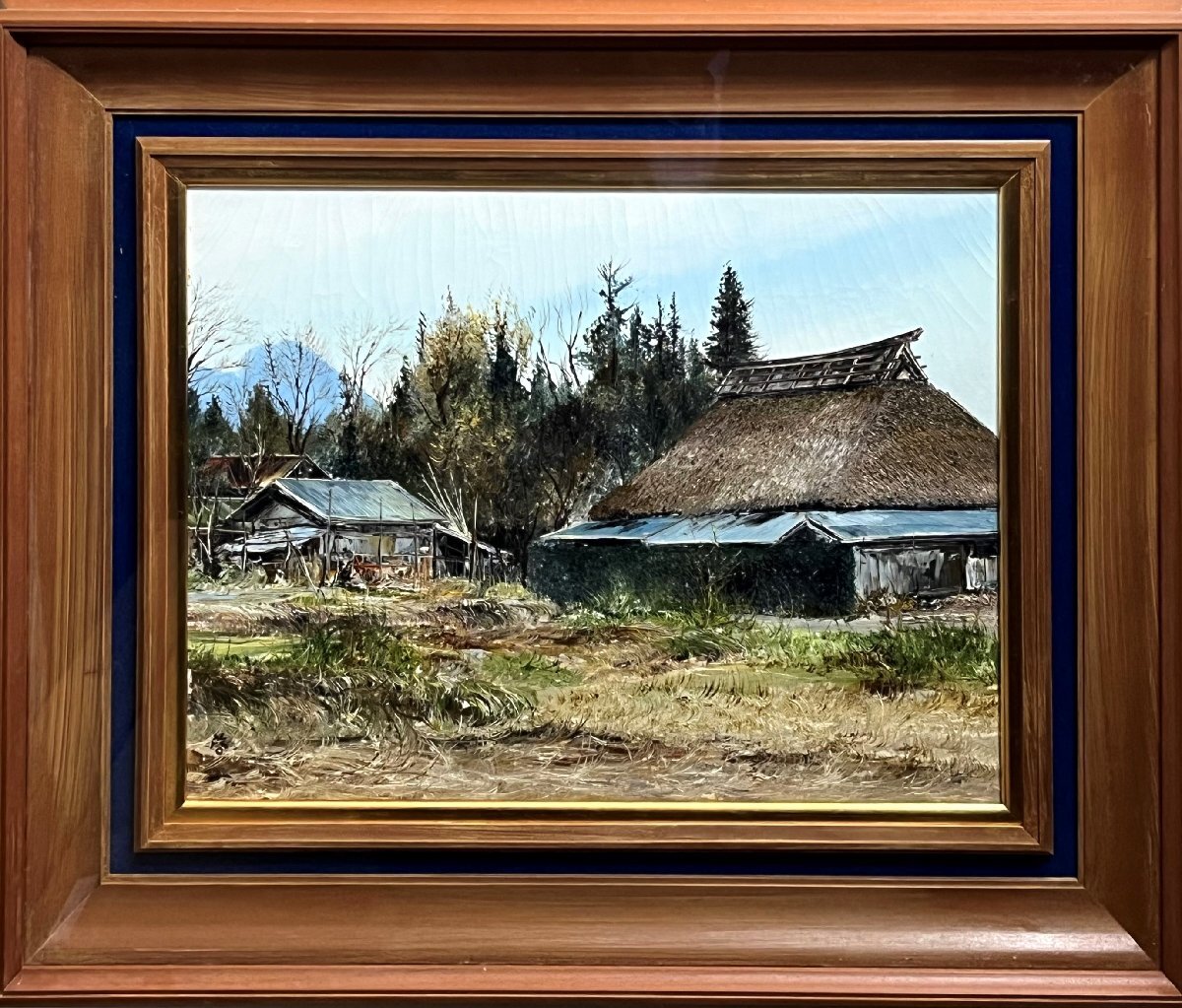 Keiichi Watanabe Haramura (Nagano) 6F Pintura al óleo *Un pintor popular que continúa pintando casas con techo de paja que están desapareciendo. Establecido hace 53 años, Seiko Gallery tiene una trayectoria comprobada y es de confianza., Cuadro, Pintura al óleo, Naturaleza, Pintura de paisaje