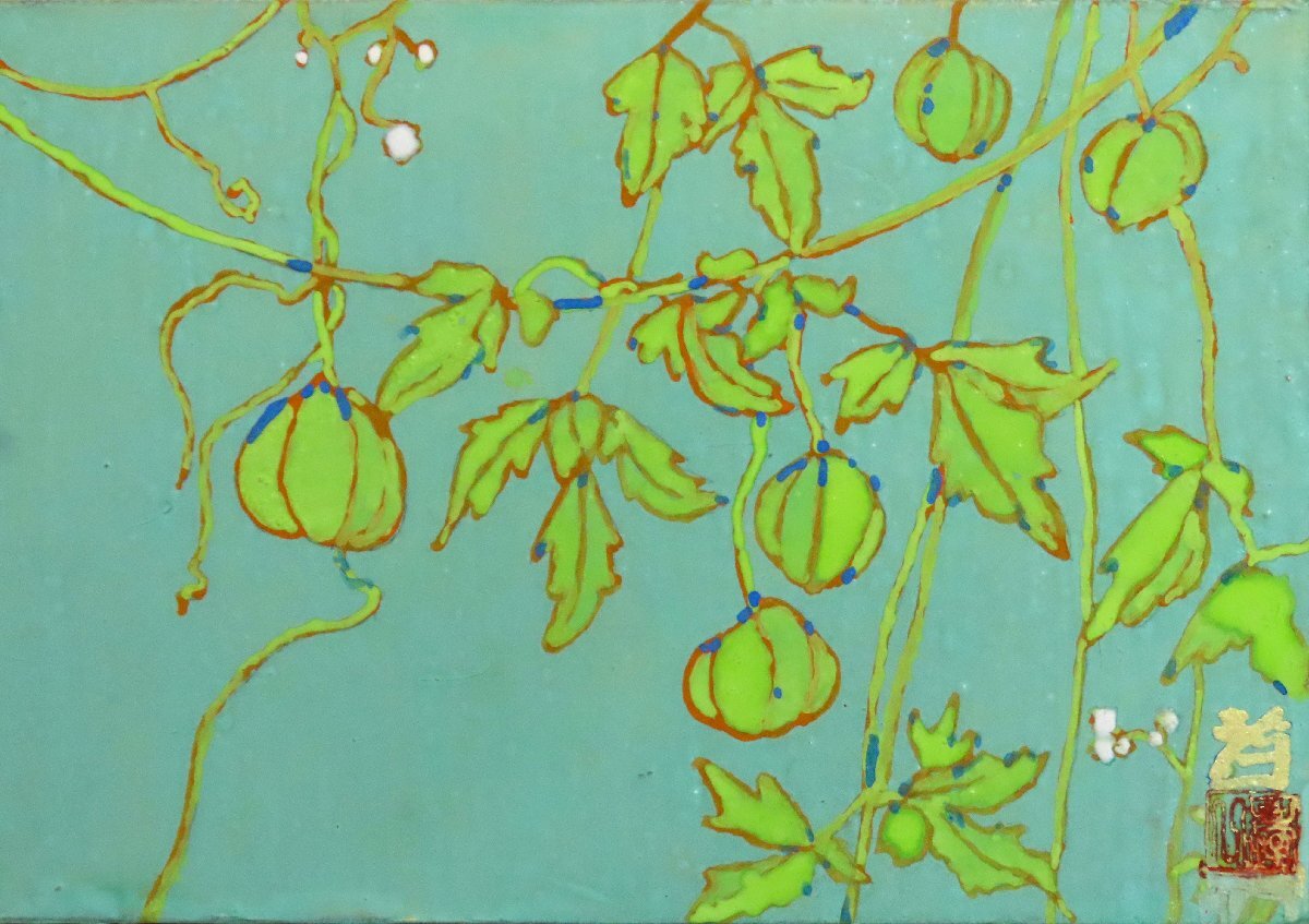 Der beliebte japanische Maler Koichi Suzuki malt weiterhin Blumen und Pflanzen mit einem reichen Feingefühl SM Balloon Kudzu Framed [Gegründet vor 53 Jahren, Seiko-Galerie], Malerei, Japanische Malerei, Blumen und Vögel, Tierwelt