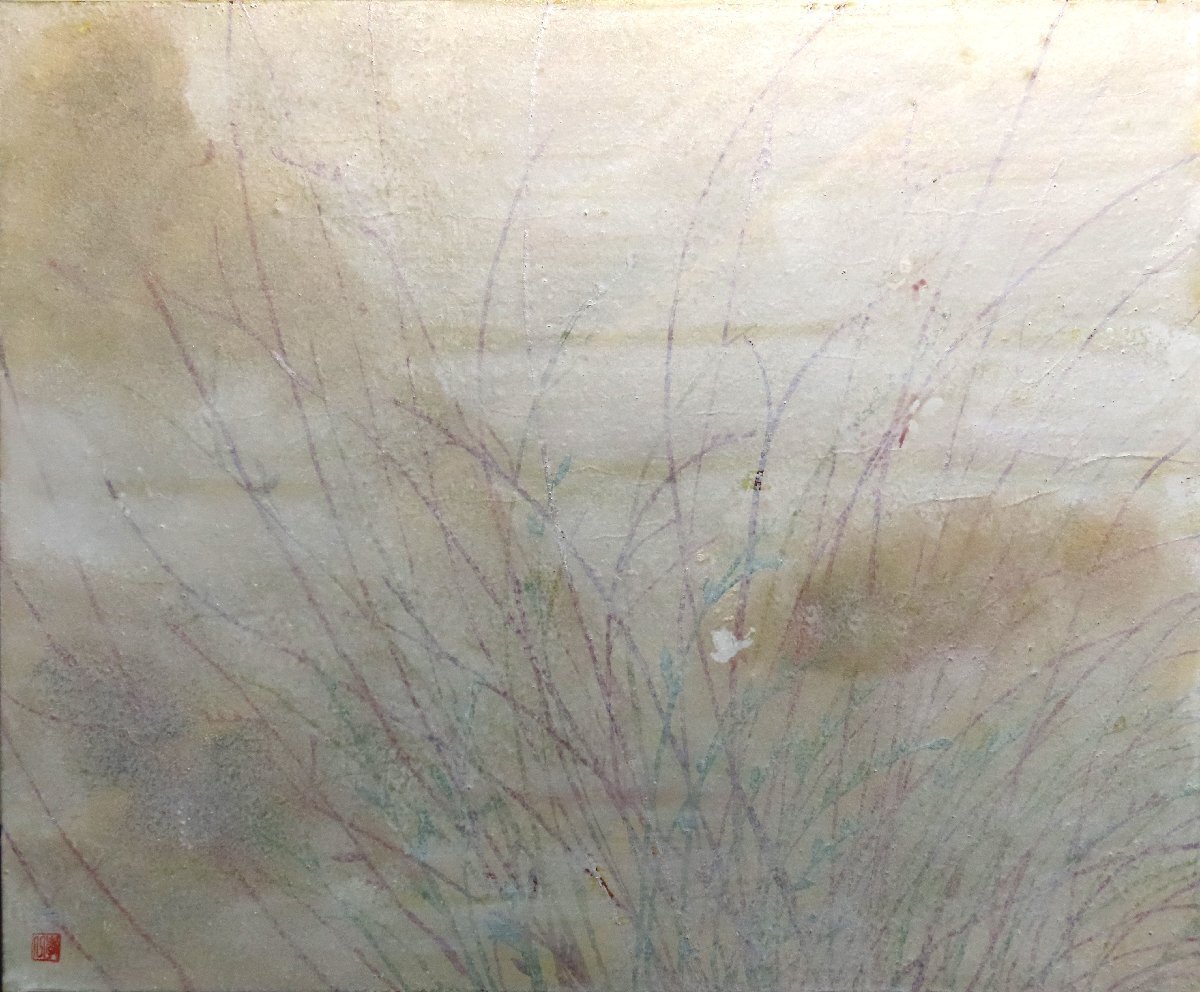 Le peintre japonais populaire Koichi Suzuki continue de peindre des fleurs et des plantes avec une riche sensibilité. N°12 Gaura avec cadre [53 ans d'expérience et de confiance - Galerie Seiko], Peinture, Peinture japonaise, Fleurs et oiseaux, Faune