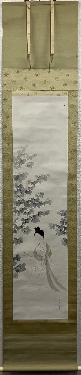 Peinture japonaise du défunt membre de l'Académie des Arts du Japon, Masami Iwata, scroll White Camellia [53 ans d'expérience et de confiance, Galerie Masami, 5, 000 pièces exposées], Peinture, Peinture japonaise, Fleurs et oiseaux, Faune