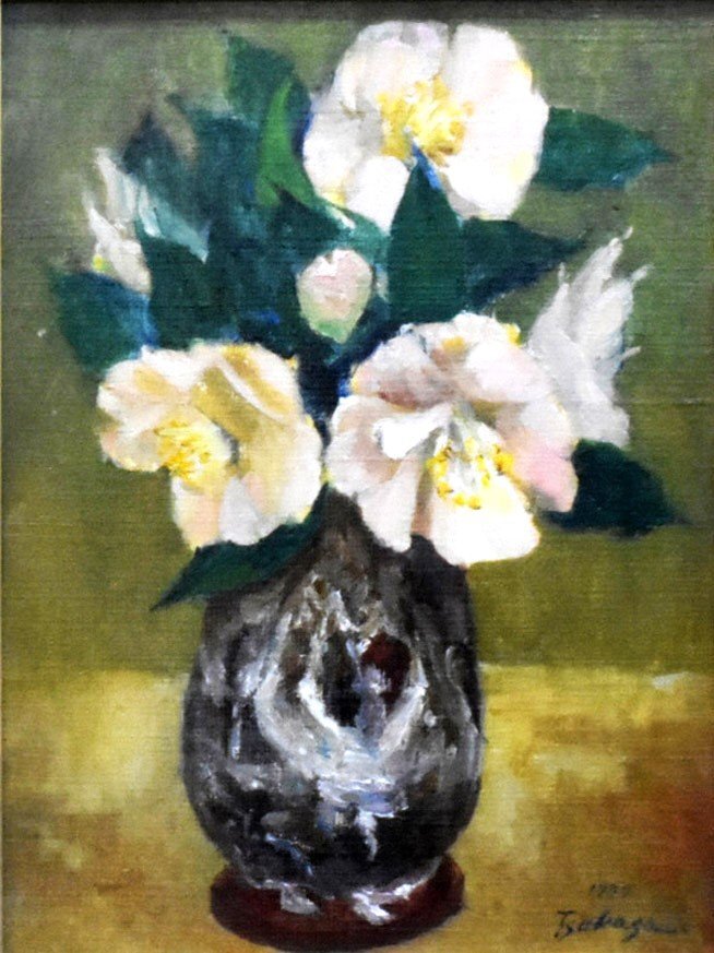 Ich male weiterhin elegante Blumenstillleben! Ölgemälde von Tsukasa Narusawa, Nummer 4, Blassrosa [Gegründet 1972, die bewährte und vertrauenswürdige Masamitsu Gallery], Malerei, Ölgemälde, Stillleben