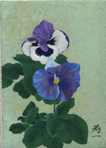 Art hand Auction Un popular pintor japonés que continúa dibujando flores y plantas con una rica sensibilidad * Koichi Suzuki SM Pansy con marco [53 años de experiencia y confianza, Galería Masamitsu], cuadro, pintura japonesa, flores y pájaros, pájaros y bestias