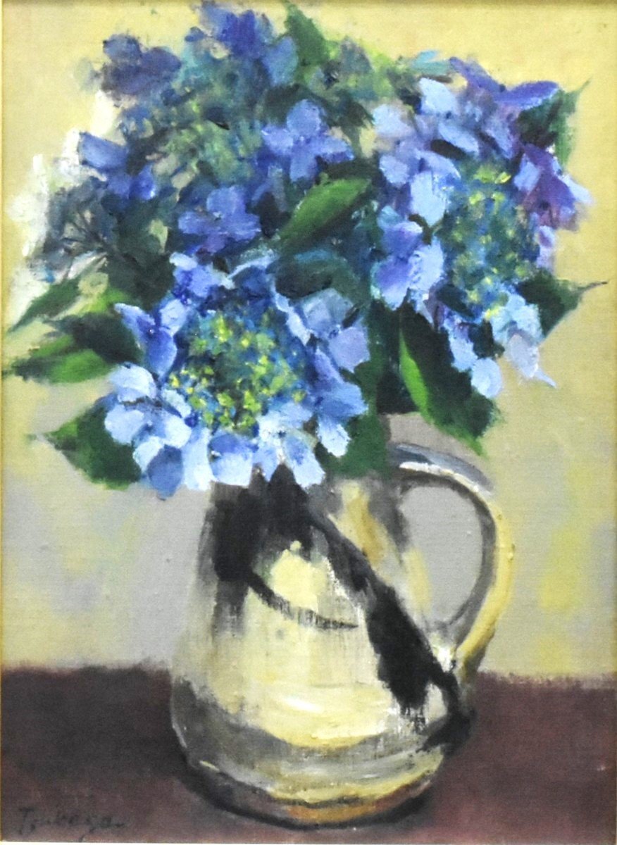 I continue to paint elegant still lifes of flowers! Oil painting by Tsukasa Narusawa, No. 4 Hydrangea [Established in 1972, the proven and trusted Masamitsu Gallery], Painting, Oil painting, Still life