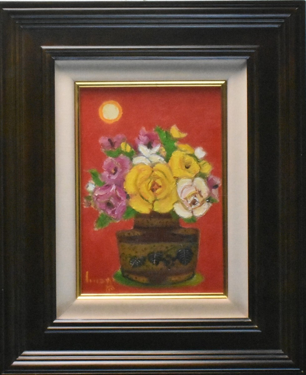 Une œuvre d’un peintre occidental populaire ! Rokuro Iizuka SM Roses [5, 000 pièces exposées dans la galerie Seiko, fiable et éprouvée], Peinture, Peinture à l'huile, Nature morte
