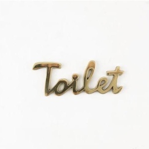 ブラスサイン Toilet cursiveトイレ サイン 真鍮 トイレット アンティーク調 トイレ 看板 店舗什器