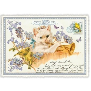  мюзикл кошка труба Германия производства открытка белый кошка кошка ламе поздравительная открытка открытка с видом .. смешанные товары мелкие вещи 