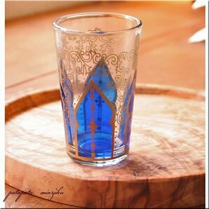 モロッコグラス ミントティーグラス モスク ブルー モロッコ グラス コップ ガラス タンブラー 雑貨の画像1