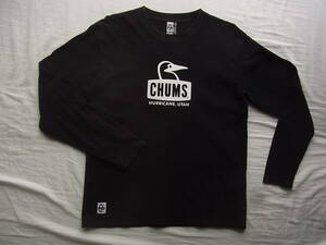 CHUMS коричневый m Sprint футболка размер L черный воротник ребра . выцветание есть 