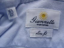 giannetto 　ジャンネット　コットンオックス素材　ホリゾンタルカラーシャツ　サイズ 16 1/2 - 42 　MADE IN ITALY_画像5
