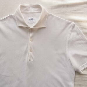 FEDELI フェデリ 鹿の子素材 半袖プルオーバー ワイドカラーシャツ サイズ 46 ホワイト MADE IN ITALYの画像1