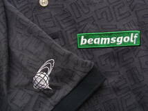 BEAMS GOLF ビームス ゴルフ　ゴルフシャツ　サイズ M 日本製　　グレー × ネイビーのジャガード総柄_画像6