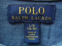 RALPH LAUREN ラルフローレン　デニム素材　ユーズド加工　Aライン　ボタンダウンシャツ　サイズ キッズサイズ L (14-16)_画像7