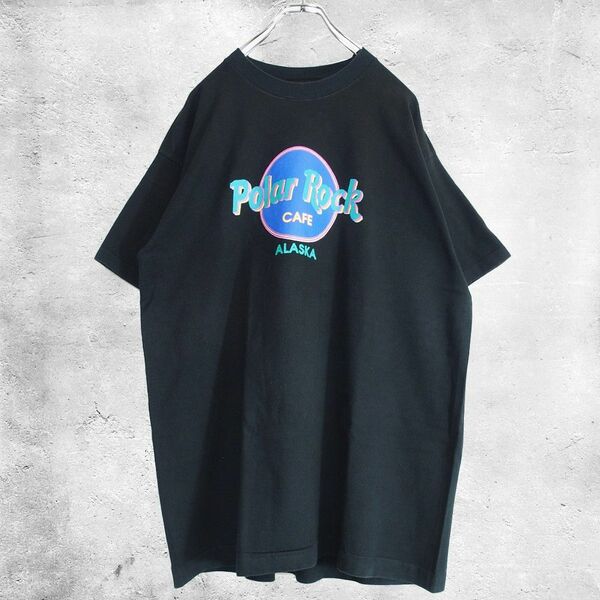 90's Polar Rock CAFE Tシャツ フルーツオブザルーム ブラック US古着