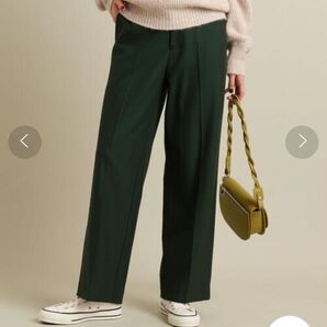 BY バックゴムワイドストレートパンツ -ウォッシャブル- ダークグリーン M