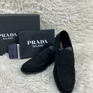 1円〜【新品未使用】PRADA プラダ ロゴ ビジネスシューズ スエード レザー ビジネスシューズ ローファー デッキシューズ 付属品完備の画像1