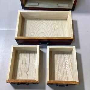 昭和レトロ 木製 小物入れ 2段ボックス 2段引き出し アンティーク インテリア 小引き出し 和家具 古道具 収納 の画像3