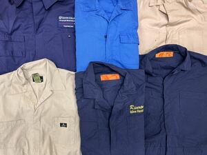 USA old clothes short sleeves Work coveralls 6 pieces set set sale 1 jpy start large amount . sale America old clothes USA old clothes . working clothes all-in-one badge 