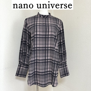 nano universe ナノユニバース　レディース　プルオーバーブラウス　クラシックチェック　長袖　36号