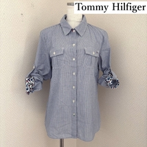 Tommy Hilfigerトミー ヒルフィガー　レディース　ストライプシャツ　ロールアップシャツ　長袖　レギュラーカラー_画像1