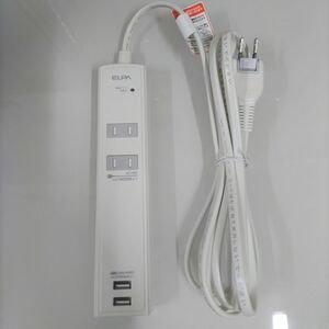 ELPA　電源延長コード　AC電源×2　USB PORT×2　耐雷サージ付　3m　美品