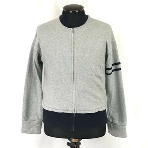 アンドエー/And A★/MA-1風/ベースボールカラー/スウェットブルゾン【メンズS-M程度/グレー×紺/gray×navy】Jacket/Jumper◆BH609