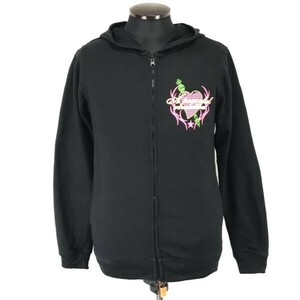 ストレンジヘブン/Strange Heaven★ジップアップパーカー【メンズM/黒/black】ビッグプリント/Jacket/Jumper/Parker◆BH610