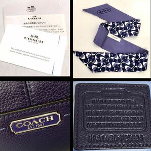 COACH コーチ《バンドー付き》、レザー キャリーオール サイドポケット付き 肩掛け ハンドバッグ ネイビーブルー系 F23284の画像8