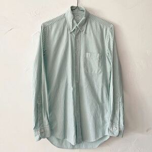 USA製 ブルックスブラザーズ ボタンダウンシャツ 4 グリーン ストライプシャツ ドレスシャツ 上質 コットン100% XS メンズレディース古着