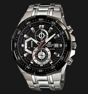 ☆彡CASIO EDIFICE クロノグラフ ストップウォッチ 100m防水 ブラックダイアル 日本未販売 逆輸入 入手困難