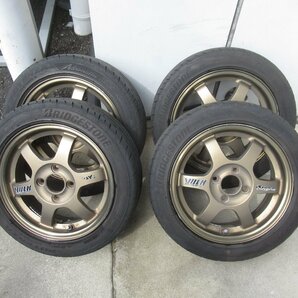 [152] RAYS TE37C BR VOLKRACING ホイール 14インチ4本セット 5J +45 PCD100 4穴 レイズ (タイヤはおまけ程度交換推奨）ボルクレーシングの画像1