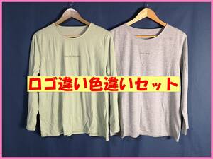 TSET‐２１０☆春夏☆新品☆送料込み☆即決☆ナチュラル系☆Tシャツ☆ロゴ、色違い☆２枚セット☆Ｍ～Ｌ☆ライトグリーンとグレー