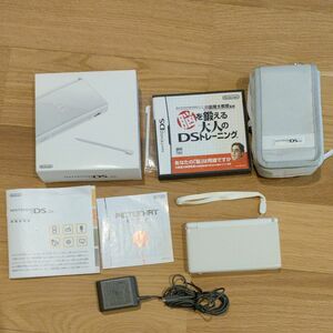 ニンテンドーDS Lite クリスタルホワイト 本体 元箱付属品有 専用ケース ソフト1本付 フルセット