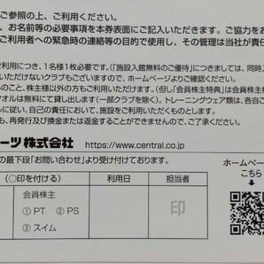 【送料無料】セントラルスポーツ 株主優待券×６枚の画像2