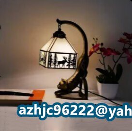 Súper popular ☆ Lámpara Tiffany ciervo estilo antiguo Tiffany técnica vidrieras iluminación lámpara de mesa interior, artesanía a mano, artesanía, artesanías de vidrio, Vitral