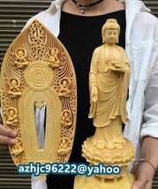 超人気☆黄楊木 実木彫刻手工芸品人物 仏像如来 置物 南無阿弥陀仏_画像3